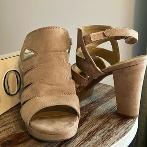 Naturalized -Light beige platforms 7 1/2 Velcro ankle strap
